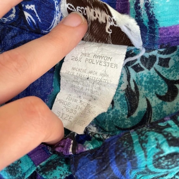 Vintage Shirt Funky 80s Print Collared Short Sleeved Top Light Shoulder Pads - Picture 3 of 9